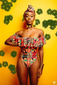 8 Black Owned Swimwear - African Kente Cloth One Piece Swimsuit