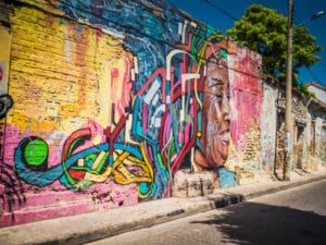 Cartagena Street Art - Black woman, afro latina depicted